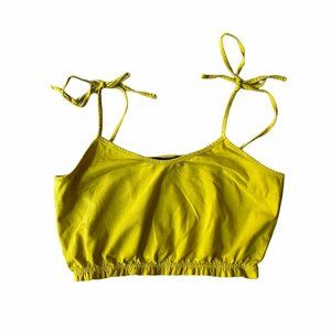 Forever 21 Shoulder Tie Yellow Cropped Top